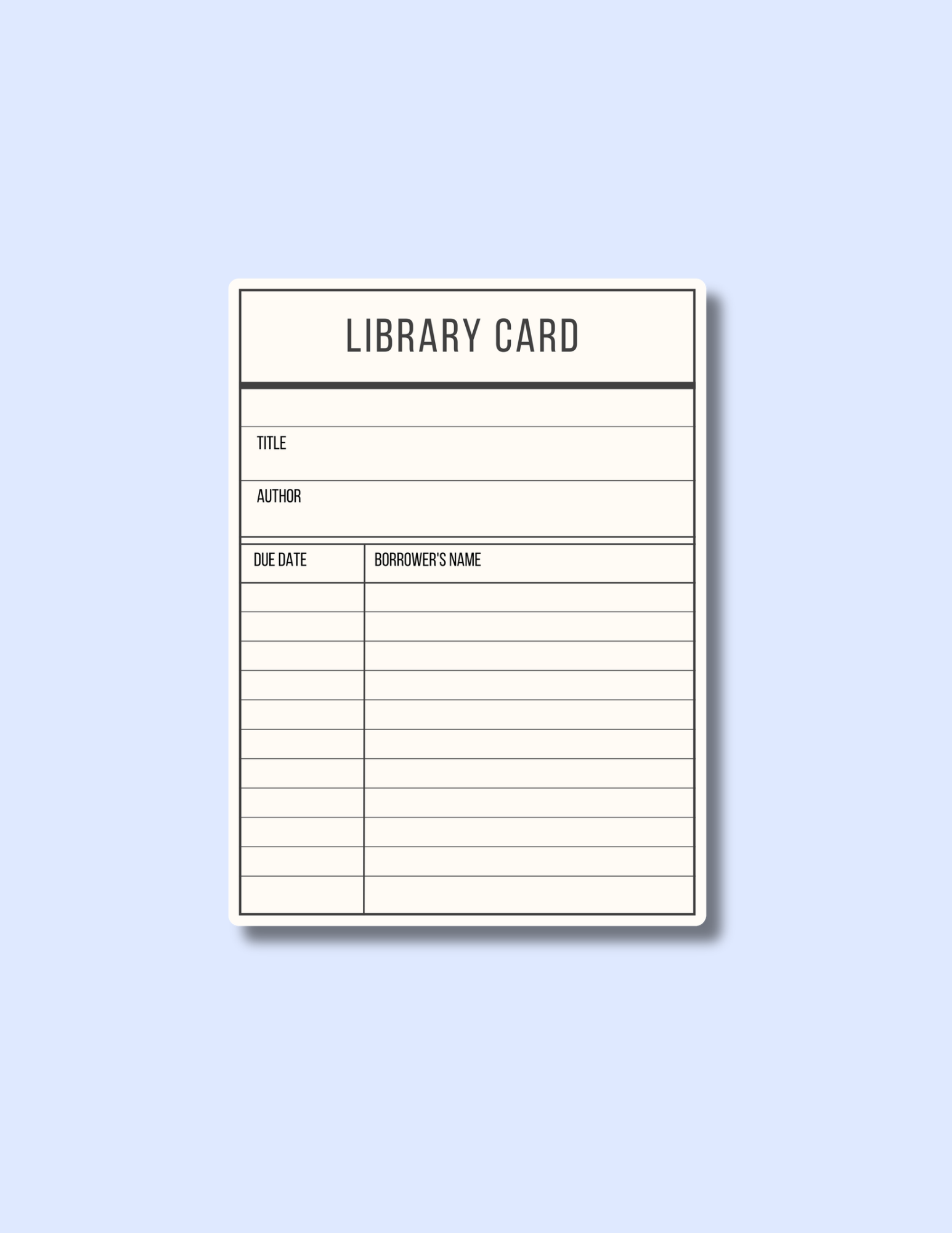 XL library card sticker